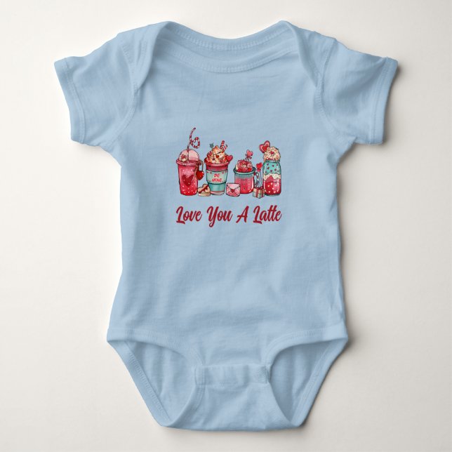 Kärlek till dig en stor kopp Ruby Red på blå baby  T Shirt (Framsida)
