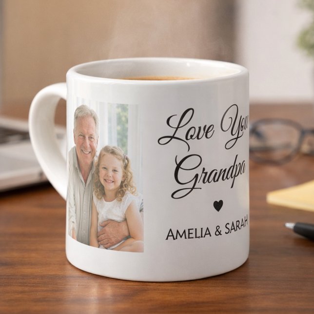 Kärlek till dig Farfar Foto Collage Specialmugg Espressomugg (Personalized Grandpa Photo Mug with Kids Picture and Love You Grandpa Quote)