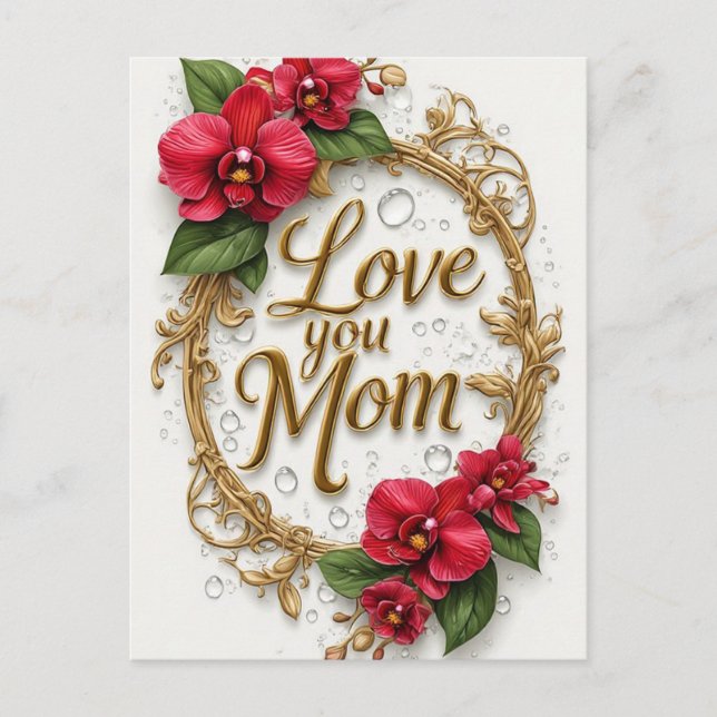 Kärlek till dig mamma Blommig ram mors dag Vykort (Framsida)