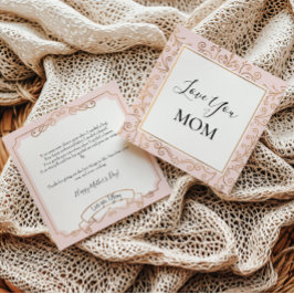 Kärlek till dig Mamma Elegant Guld Rullar Rosa Kort