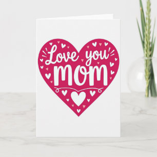 Kärlek till dig, mamma, fuchsia hjärtkort kort