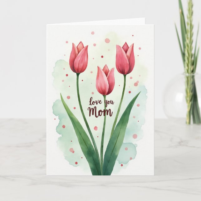 Kärlek till dig Mamma Rosa Kronblad Design Kort (Framsida)