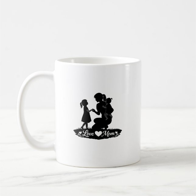 Kärlek till dig mamma silhuett Mors dag design Kaffemugg (Vänster)