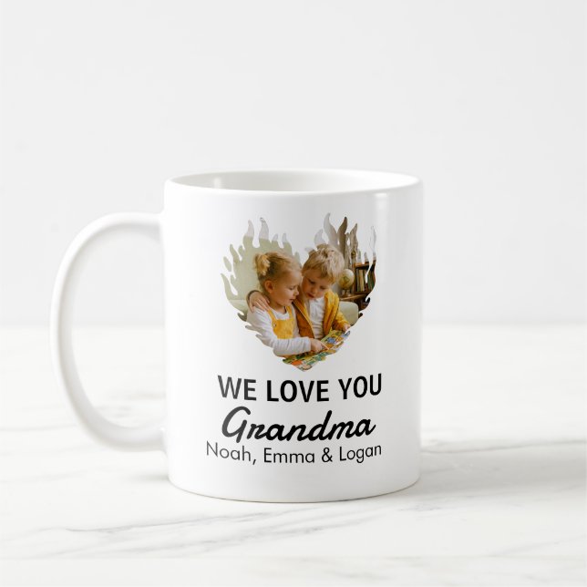 Kärlek till dig Mormor Hjärtfoto Kaffe Mugg (Vänster)