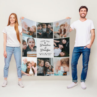 Kärlek till dig Mormor & Morfar Modern 8-bildskoll Fleecefilt