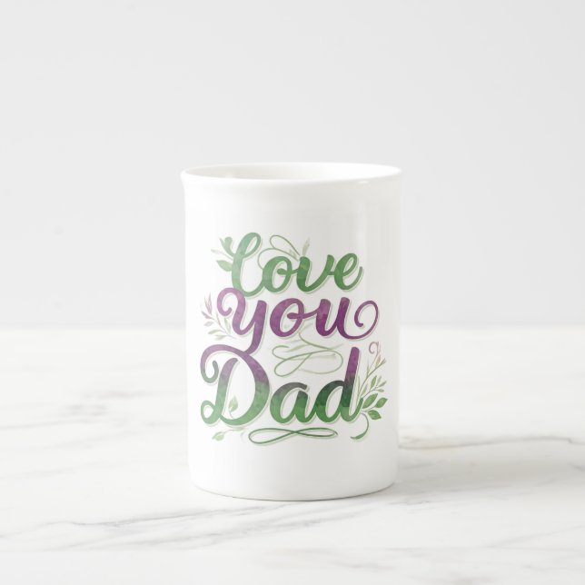 Kärlek till dig, pappa" Specialbenporcellinskopp Benporslin Mugg (Framsidan)