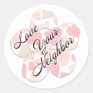 Kärlek Till Din Närmaste Blomfylld Blomma Runt Klistermärke