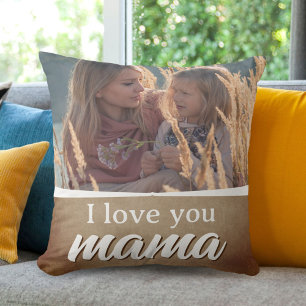 Kärlek till ditt Mamma-skript, familjfoto för Rust Kudde