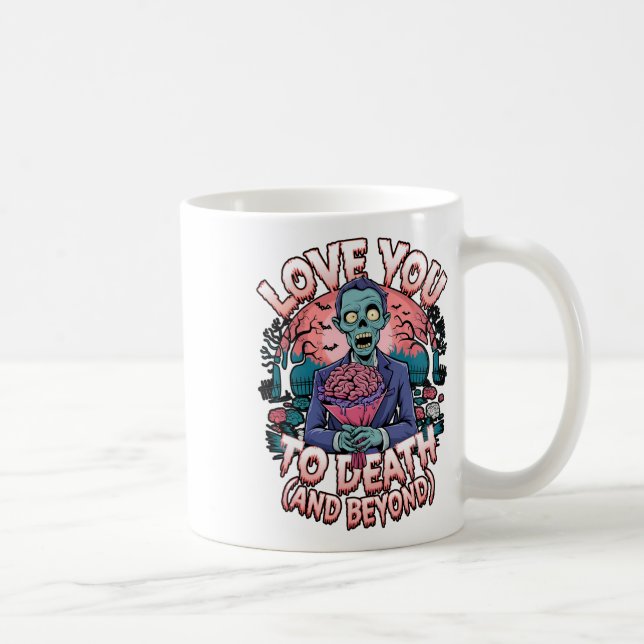 Kärlek till döden Zombie-skräcken Romantic Valenti Kaffemugg (Höger)