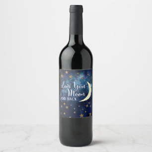 Kärlek till etiketten Måne & bak Vin Flaska Vinflaska Etikett