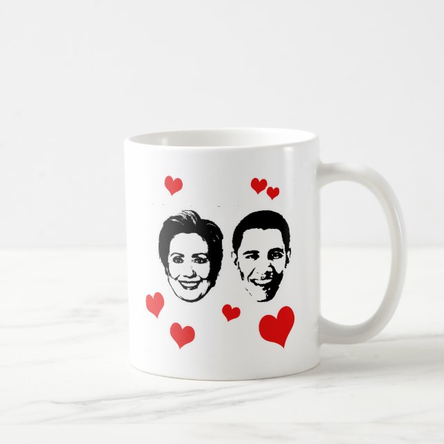 Kärlek till Hillary och Obama.png Kaffemugg (Höger)