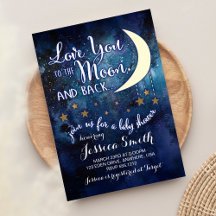 Kärlek till inbjudan till Måne & Back Baby Shower