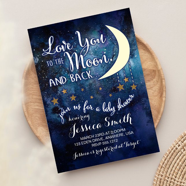 Kärlek till inbjudan till Måne & Back Baby Shower (Skapare uppladdad)