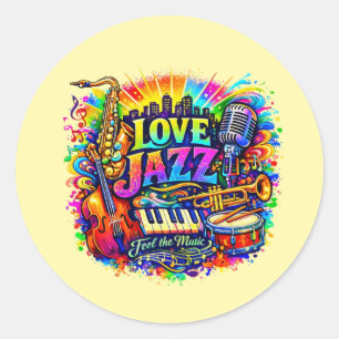 Kärlek till Jazz - känna musiken Runt Klistermärke