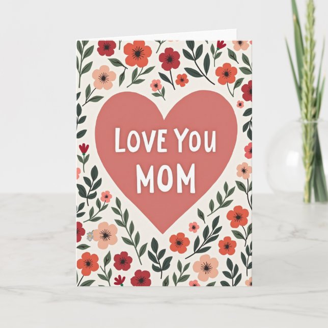 Kärlek till mamma blommor kort (Framsida)