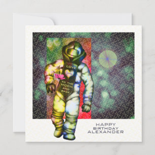 Kärlek till Måne Astronaut Coolan Grattis på födel Julkort