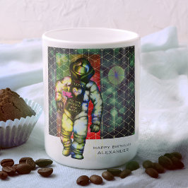 Kärlek till Måne Astronaut Teckning Coola Space Kaffemugg