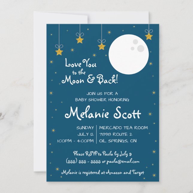 Kärlek till Måne och bak! Baby Shower Invita Inbjudningar (Framsida)
