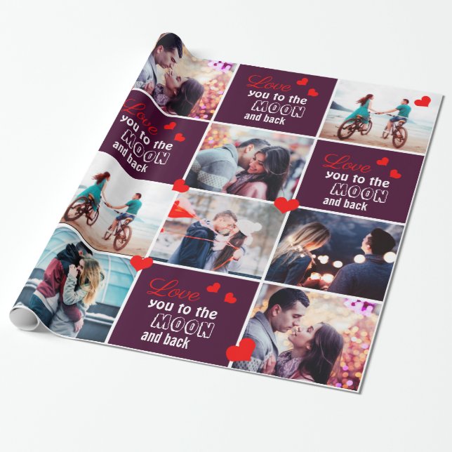 Kärlek till måne och papper omslagning av bakfoto presentpapper (Utrullad)
