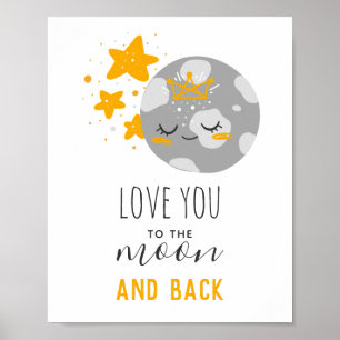 Kärlek till måne och tillbaka. Cute-stjärnor. Nurs Poster