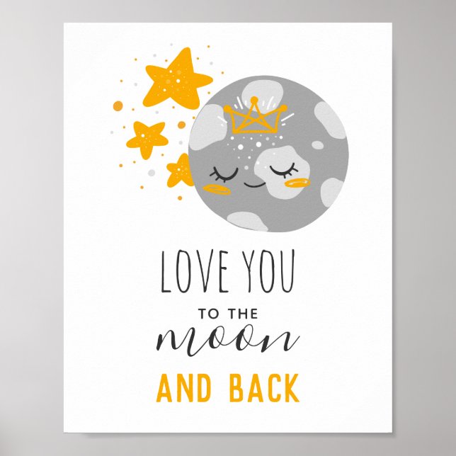 Kärlek till måne och tillbaka. Cute-stjärnor. Nurs Poster (Framsidan)