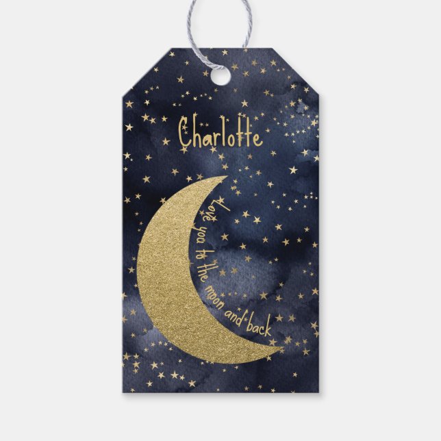 Kärlek till Märkrn Måne och Back Anpassningsbar Gi Presentetikett (Framsidan)