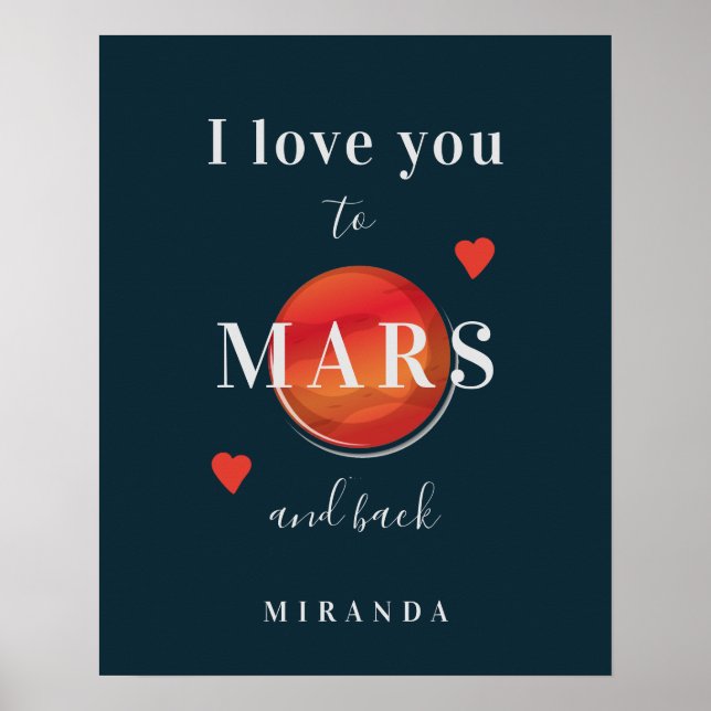 Kärlek till Mars moderna typografi Valentine Poster (Framsidan)