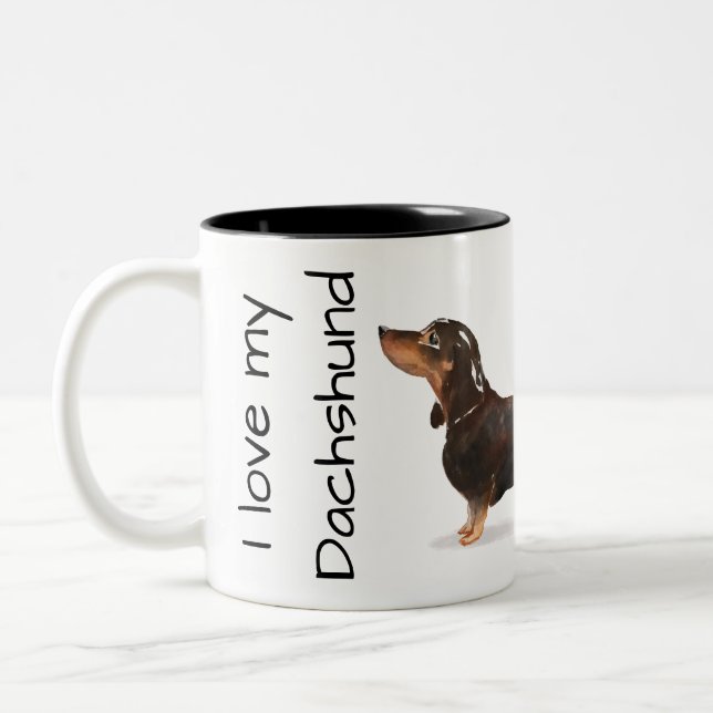 Kärlek till min Dachshund-mugg Två-Tonad Mugg (Vänster)
