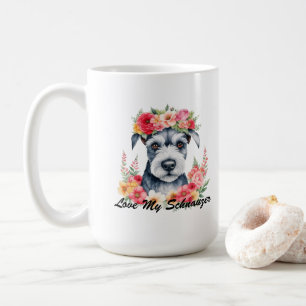 Kärlek till min schnauzer blommor kaffemugg