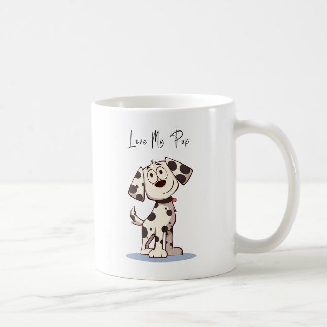 Kärlek till min valp-mugg – söt hundillustration m kaffemugg (Höger)