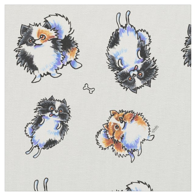 Kärlek till Parti Pomeranians Stone Tyg (Närbild)