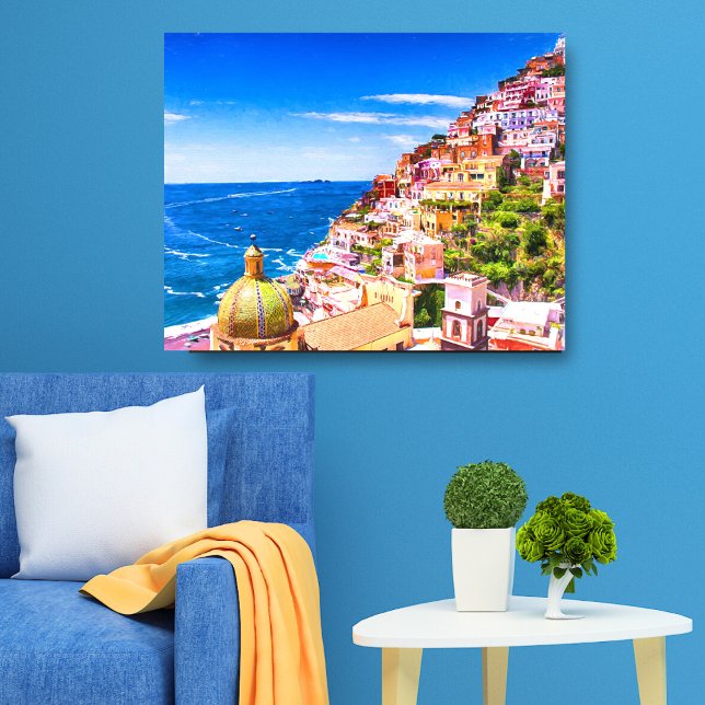 Kärlek till Positano Italien Lindad Canvas (Decorate your walls with this beautiful oceanscape. )