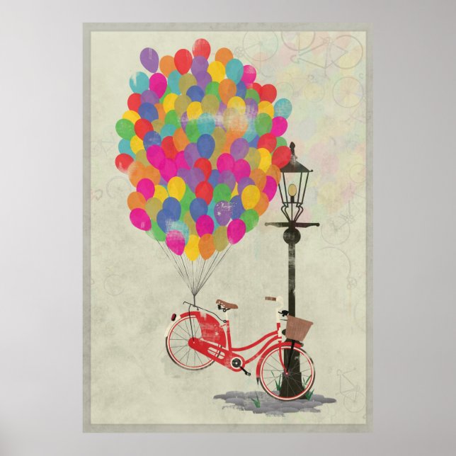 Kärlek till Ride min bike med ballonger! Poster (Framsidan)