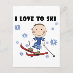 Kärlek till Ski - Boy Tshirts och Gifts Vykort