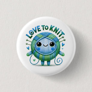 Kärlek till Sticka, citat, Cute Blue Grönt Boll, G Knapp