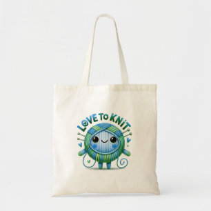 Kärlek till Sticka, citat, Cute Blue Grönt Boll, G Tygkasse