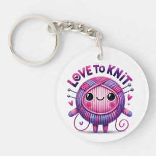 Kärlek till Sticka Quote Cute Rosa Lila Boll