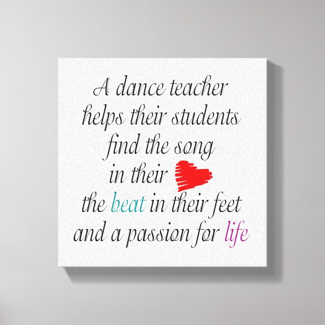 Kärlek till Teach Dance Canvas Wall Art (Framsida)