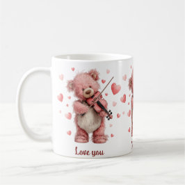 Kärlek till Teddy med fiol Kaffemugg