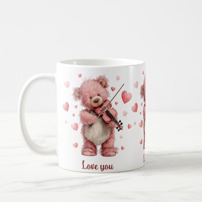 Kärlek till Teddy med fiol Kaffemugg (Vänster)