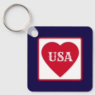 Kärlek till USA Patriotiska Röda Vita Blå Enkla Hj Nyckelring