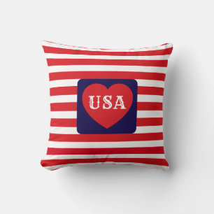 Kärlek till USA Patriotiska Röda Vita Blå Roliga H Kudde