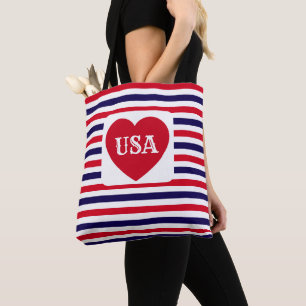 Kärlek till USA Patriotiska Röda Vita Blå Roliga H Tygkasse