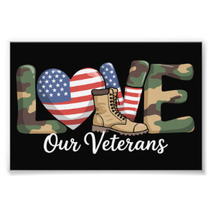 Kärlek till vår veterans dag stolt amerikansk mili fototryck