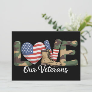 Kärlek till vår veterans dag stolt amerikansk mili inbjudningar