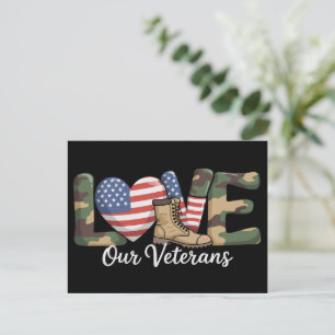 Kärlek till vår veterans dag stolt amerikansk mili vykort