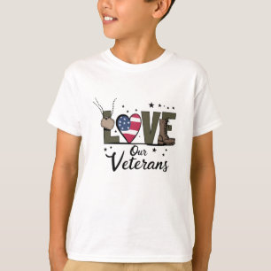 Kärlek till våra veteraner Dag Stolt militärvetera T Shirt