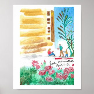 Kärlek till varandra Kristet Mixed Media Konst Pos Poster
