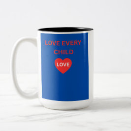 Kärlek till varje barns hjärta kaffemugge | Inspir Två-Tonad Mugg