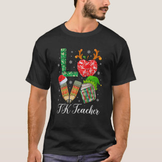 KÄRLEK TK-lärare jul Pajama Pencil Apple Bok T Shirt